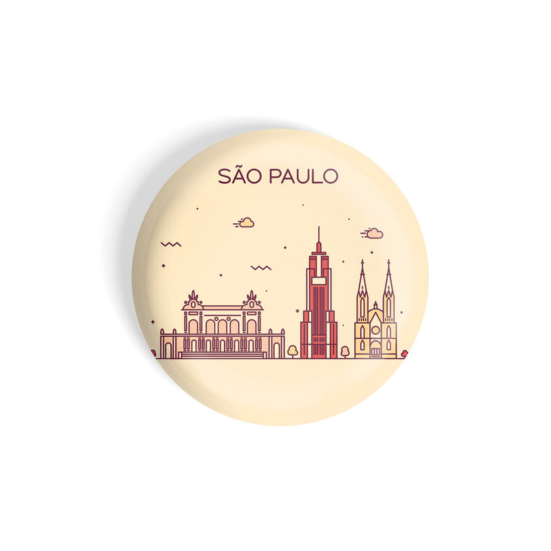 dhcrafts Round Fridge Magnet Brown Color Sao Paulo Glossy Finish Design Pack of 1 (58 mm)